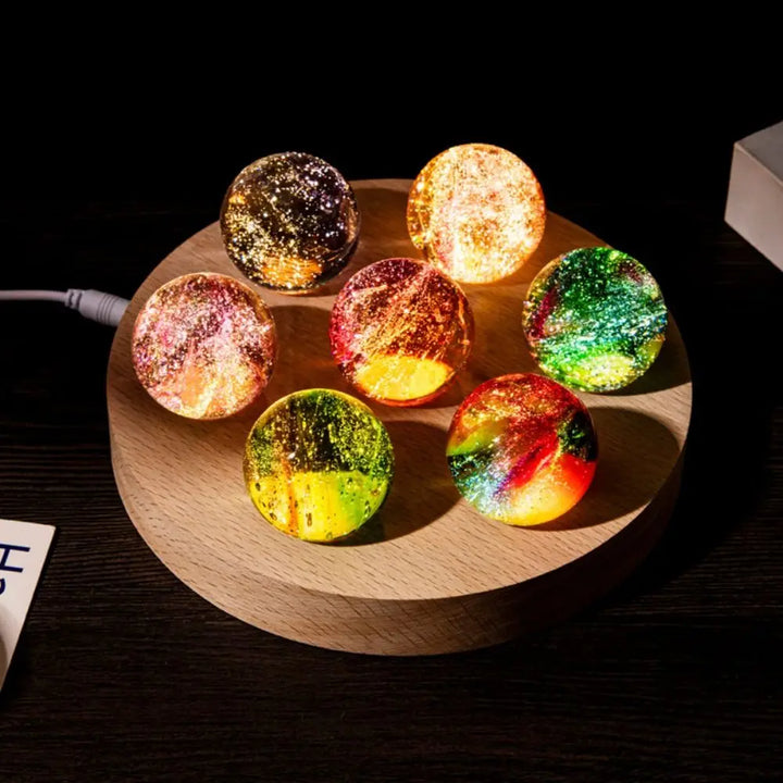 LED Wood Stand 7 Colorful Glass Ball