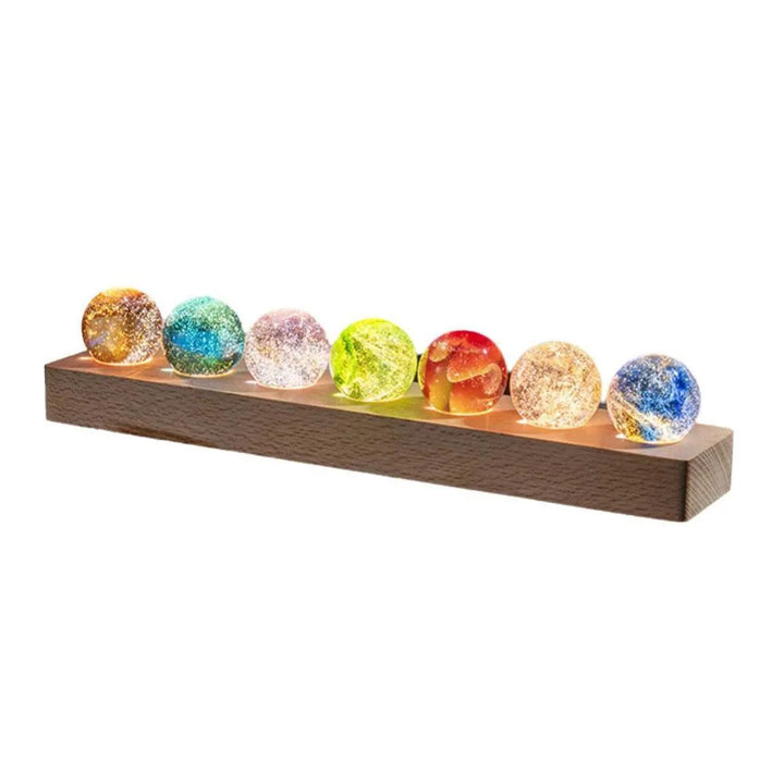 LED Wood Stand 7 Colorful Glass Ball