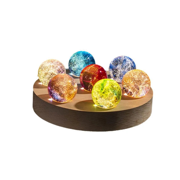 LED Wood Stand 7 Colorful Glass Ball